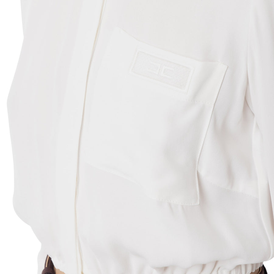 Camicia donna cropped in georgette con elastico