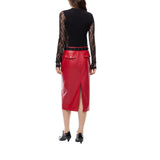 Maglia donna a costine con maniche in pizzo