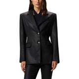 Blazer donna gessato con cinturino