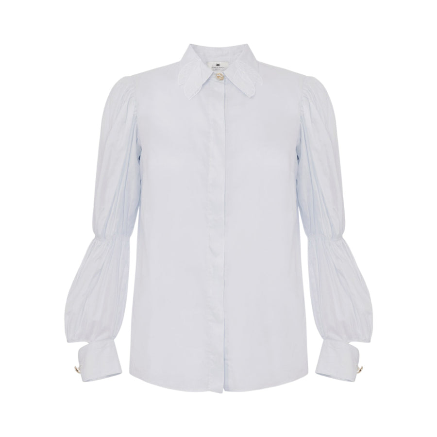 Camicia donna in mussola con maniche a balza