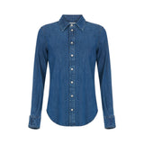 Camicia donna in denim con logo ricamato