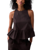 Top donna in popeline con fiocco