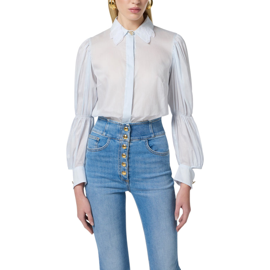 Camicia donna in mussola con maniche a balza