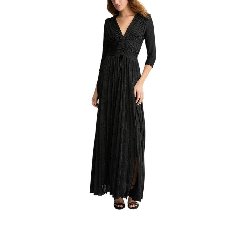 Vestito donna nero lungo plissé
