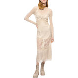 Abito Donna slipdress midi con bande in pizzo