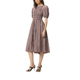 Abito donna midi a righe con schiena scoperta
