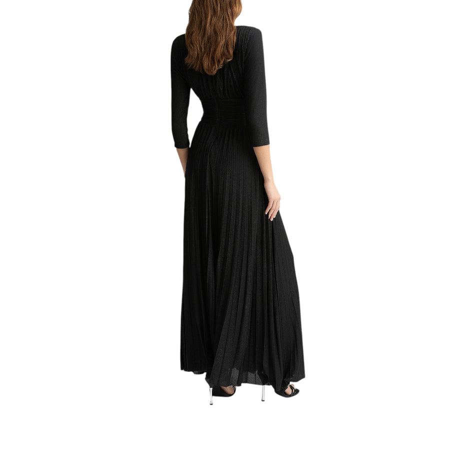 Vestito donna nero lungo plissé