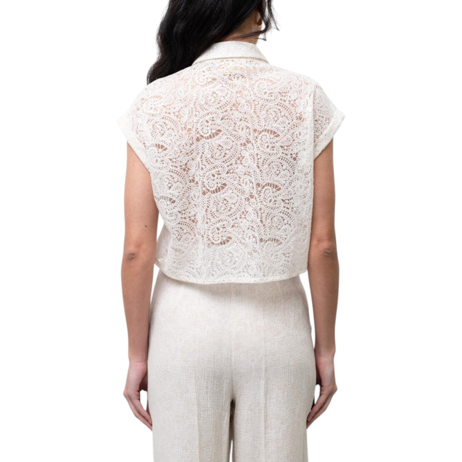 Camicia donna crop in macramè