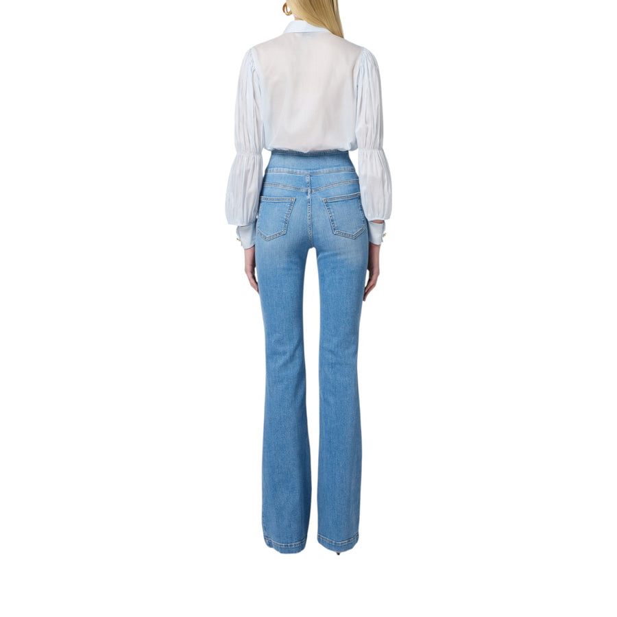 Camicia donna in mussola con maniche a balza