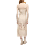 Abito Donna slipdress midi con bande in pizzo