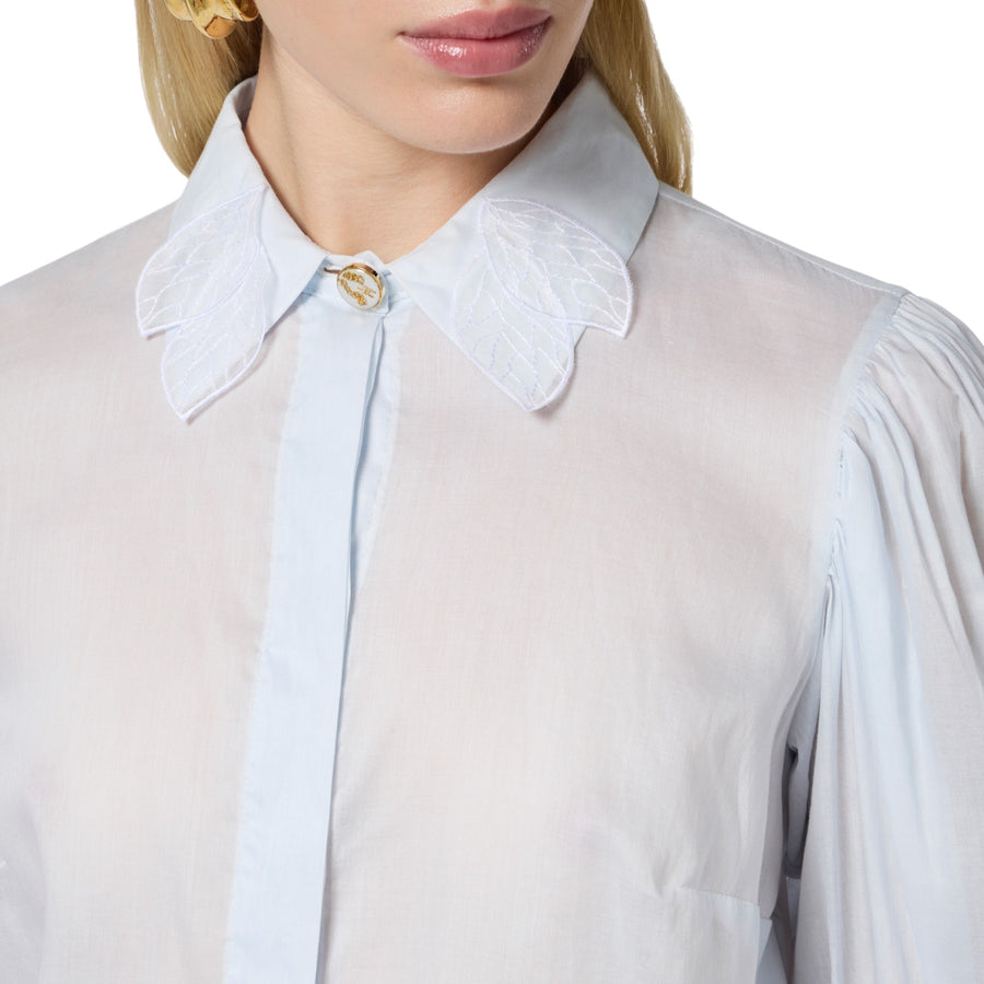 Camicia donna in mussola con maniche a balza