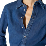 Camicia donna in denim con logo ricamato