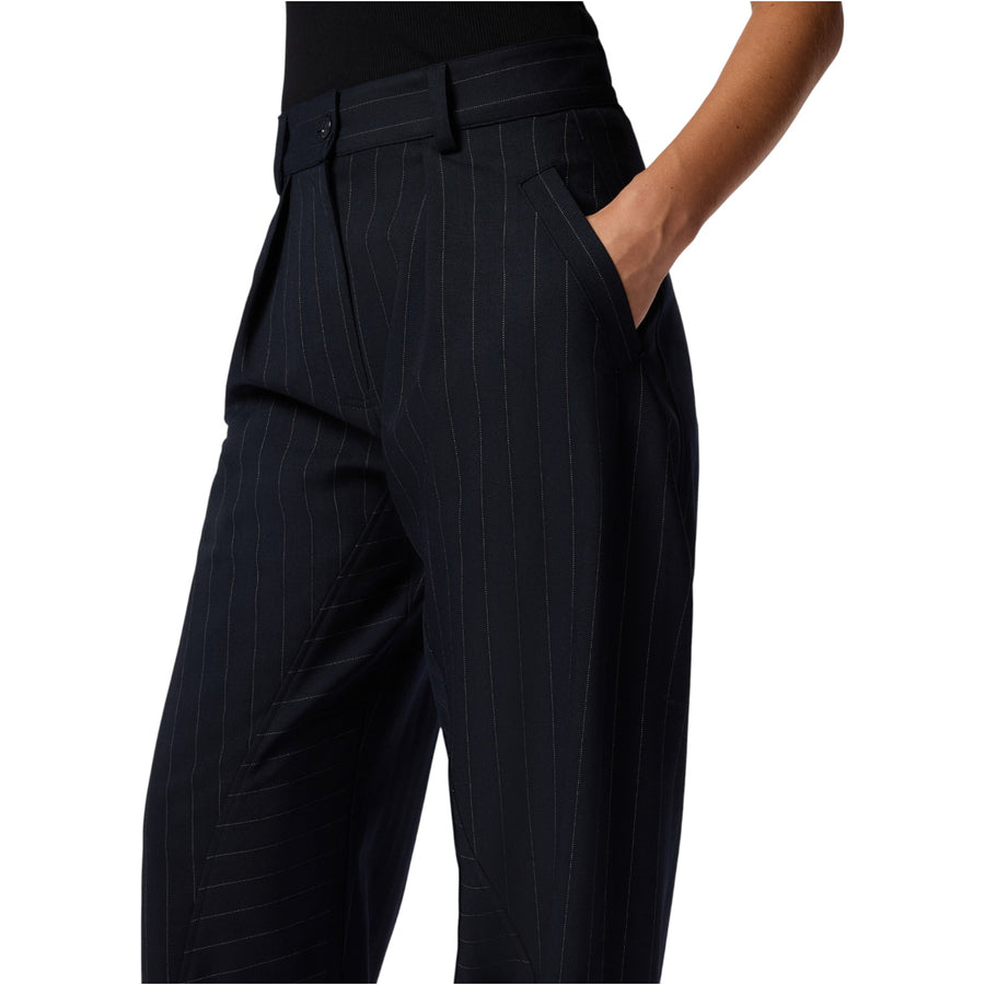 Pantaloni donna gessati a palloncino in lana