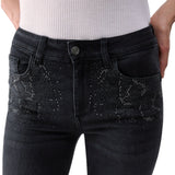 Jeans donna bootcut con strass