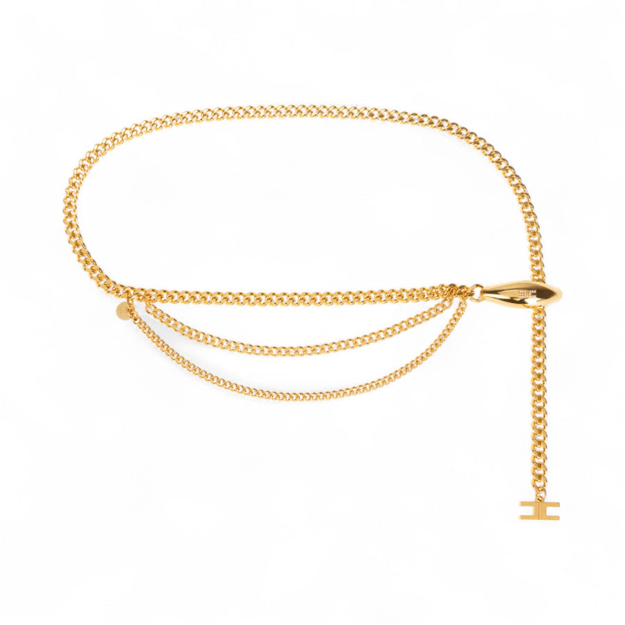 Cintura donna in ottone con logo pendente
