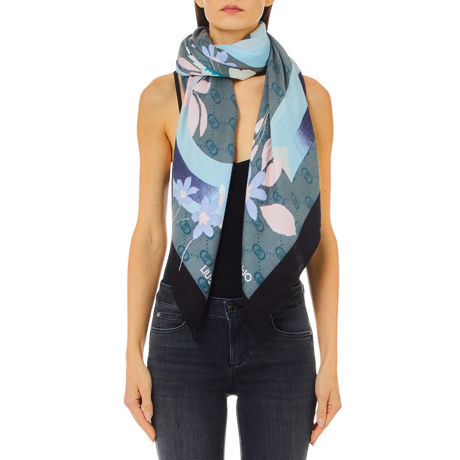 Foulard donna floreale con logo