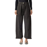 Pantaloni donna balloon in cotone smerigliato