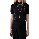 Lupetto donna con cut-out e perline