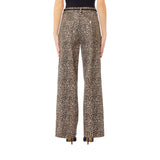 Pantaloni donna animalier con cintura con rosa