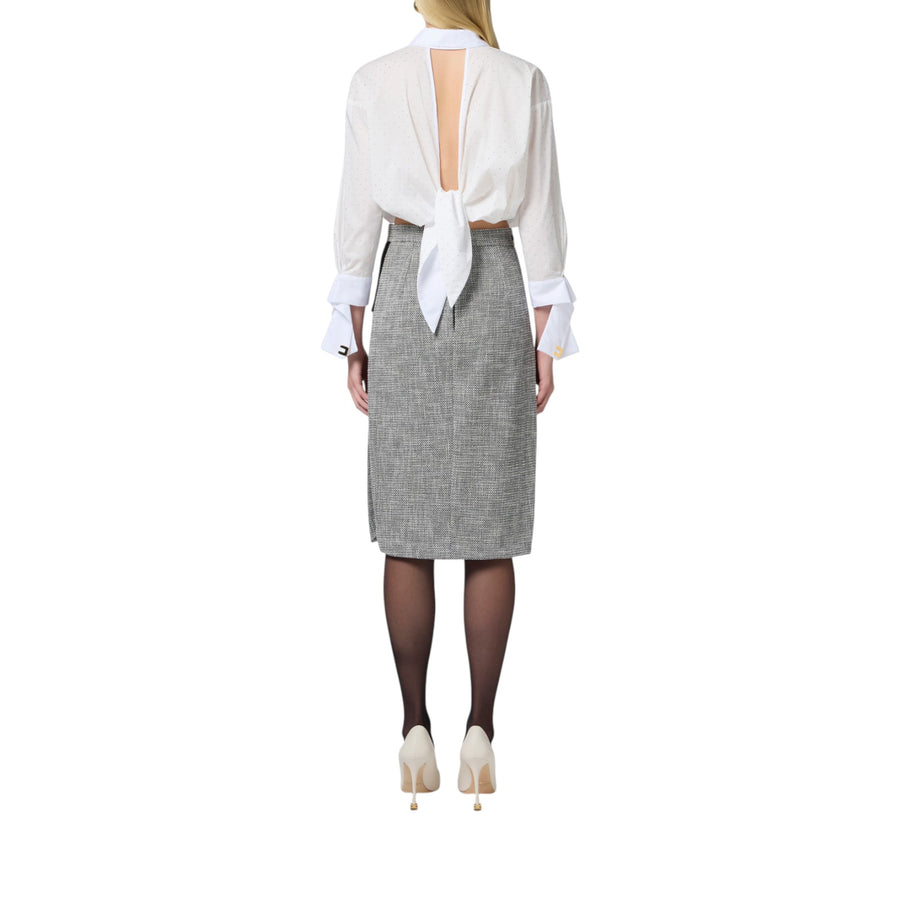 Camicia donna in popeline con strass e nodo
