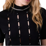 Lupetto donna con cut-out e perline
