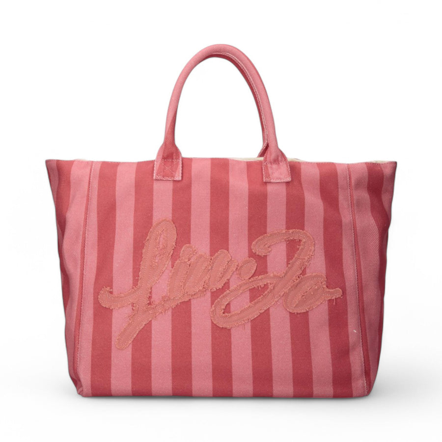 Shopping bag donna a righe con logo