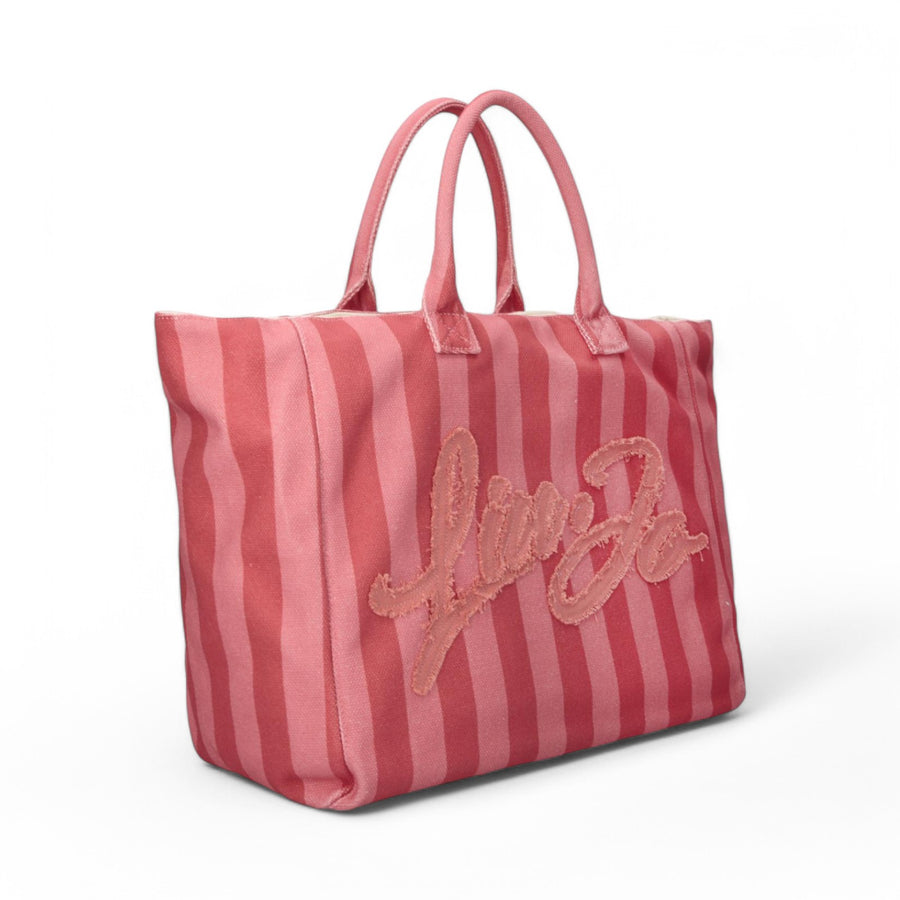Shopping bag donna a righe con logo