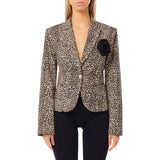 Giacca donna animalier con rosa