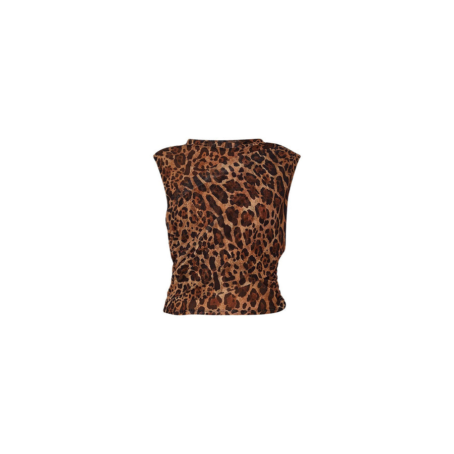 Crop top donna animalier in tulle