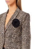 Giacca donna animalier con rosa