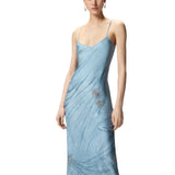 Abito donna slipdress fluido con stampa gioiello piazzata