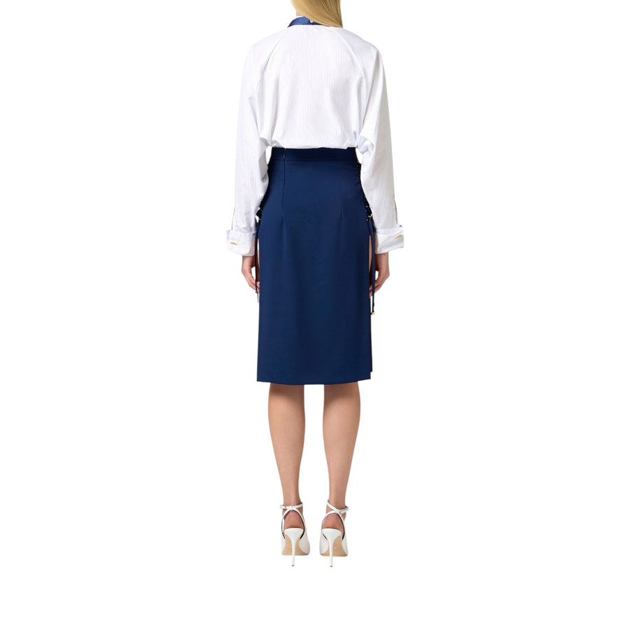 Camicia donna in popeline rigato con cravattino