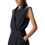 Abito donna corto smanicato in lana poly gessata