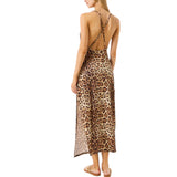 Abito donna  lungo leopard basic