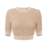 Top donna in maglia bouclé con paillettes
