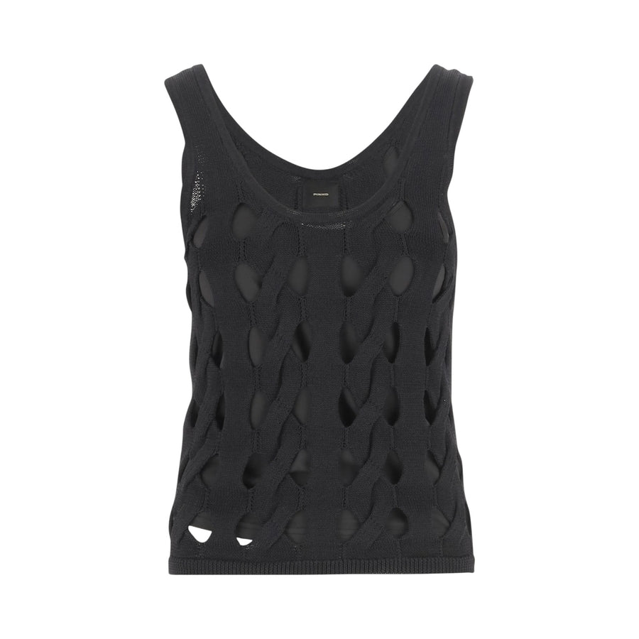 Top canottiera donna maglia traforata