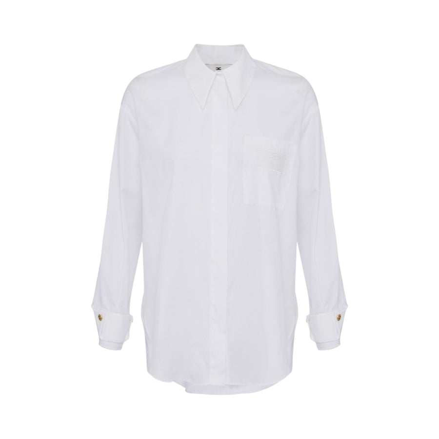 Camicia donna in popeline con taschino ricamato