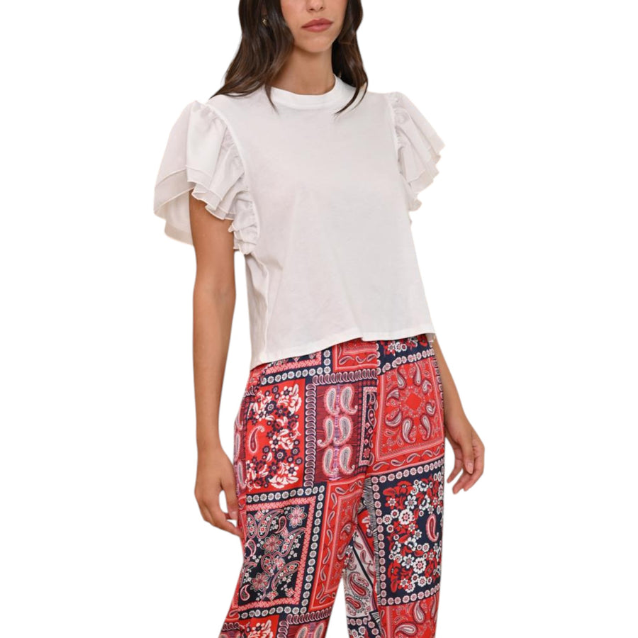 Blusa donna con maniche volant