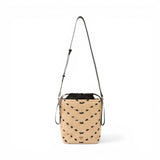 Borsa a tracolla piccola Bucket Mini in rafia con motivo chevron