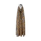 Abito donna lungo con scollo all'americana e stampa animalier