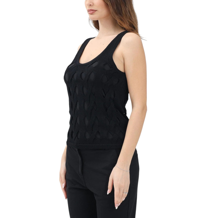 Top canottiera donna maglia traforata