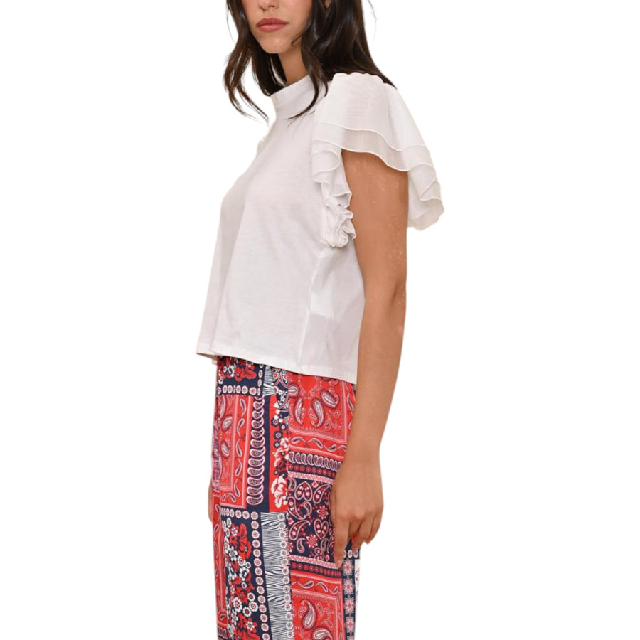 Blusa donna con maniche volant