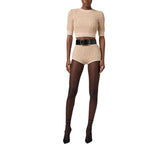 Top donna in maglia bouclé con paillettes