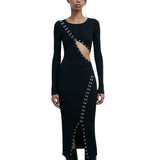 Abito donna midi glam rock in maglia