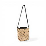 Borsa a tracolla piccola Bucket Mini in rafia con motivo chevron