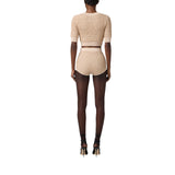 Top donna in maglia bouclé con paillettes