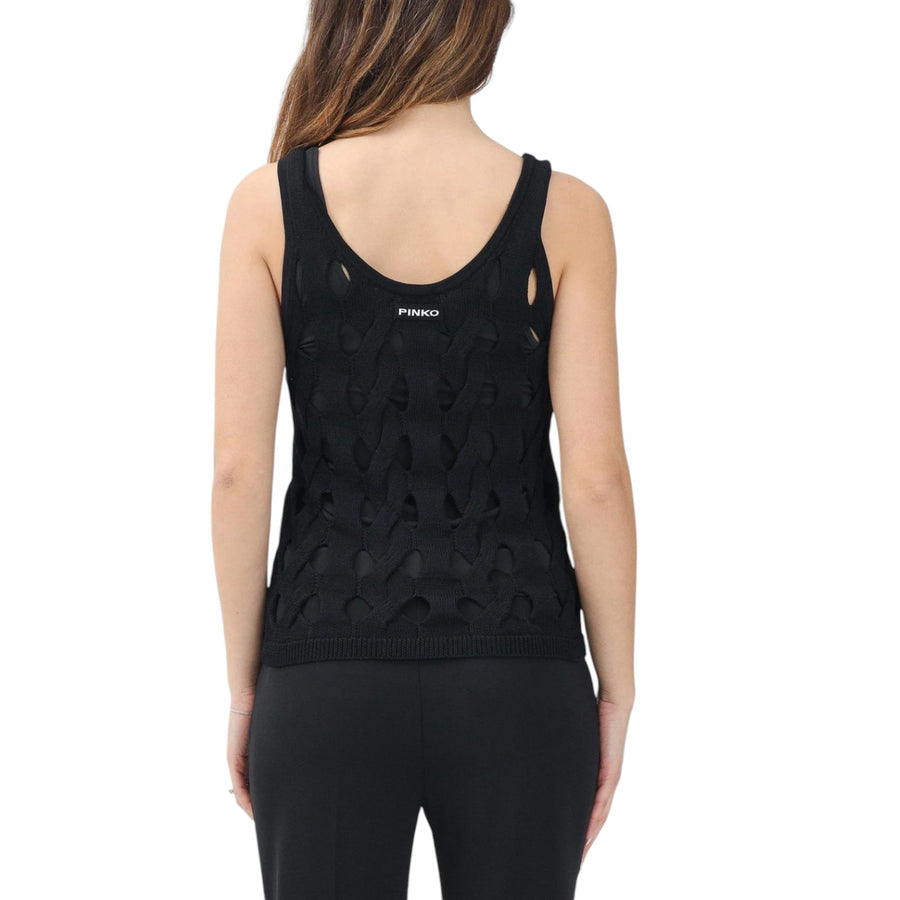 Top canottiera donna maglia traforata