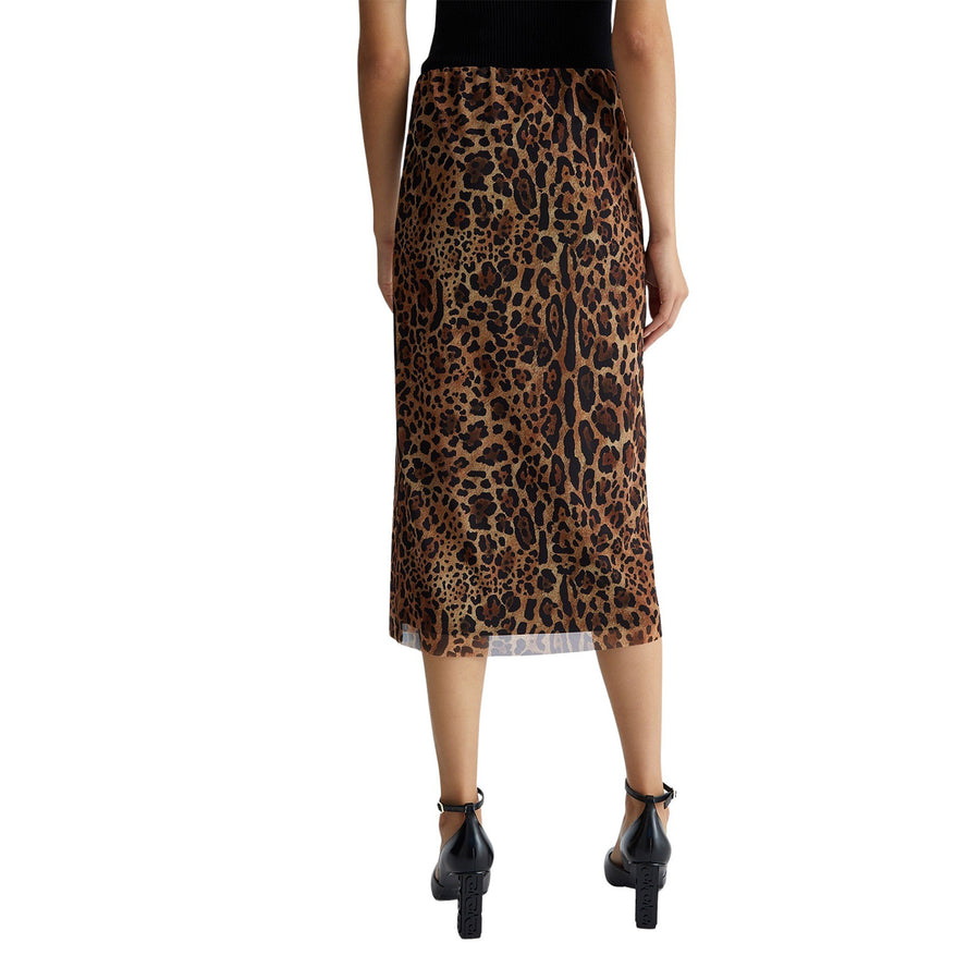 Gonna donna midi in tulle animalier