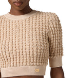Top donna in maglia bouclé con paillettes