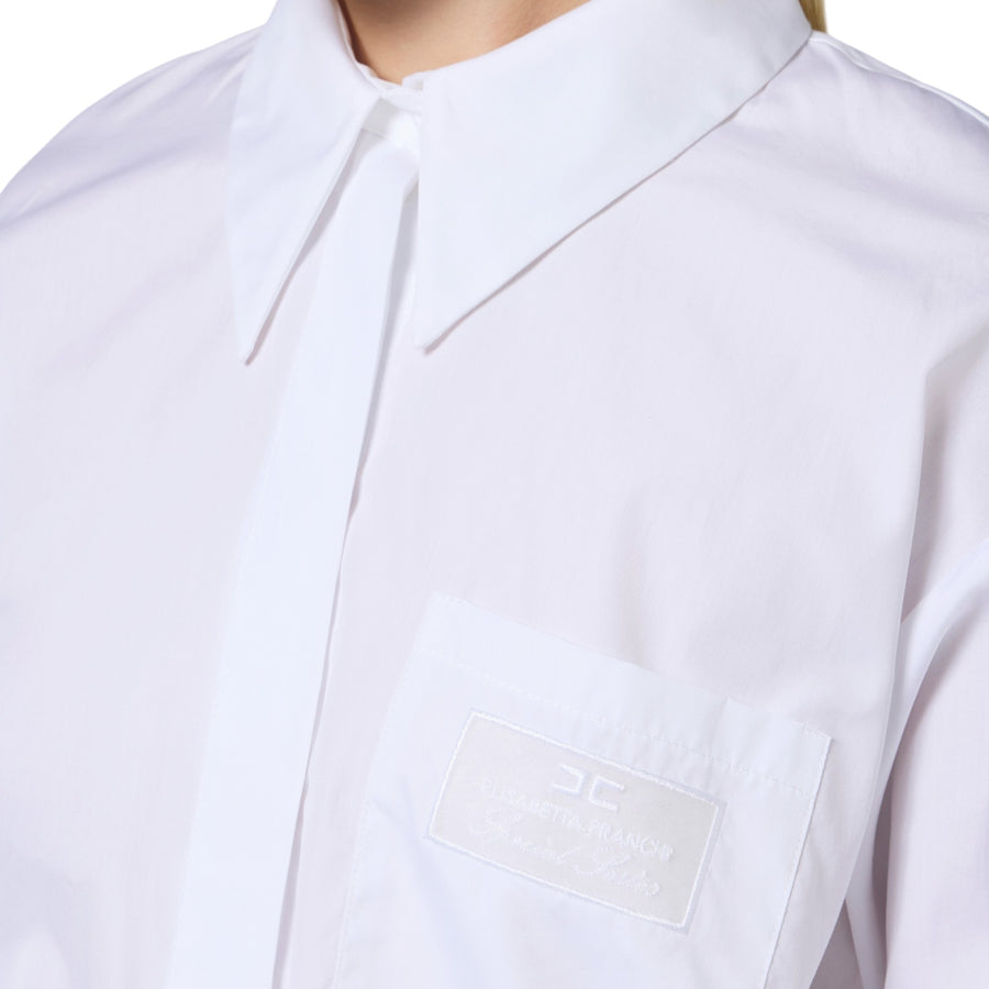 Camicia donna in popeline con taschino ricamato